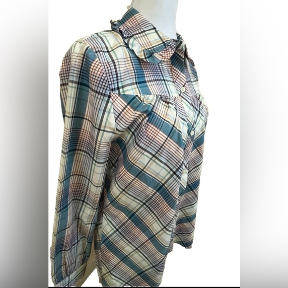 UNTUCKit MARGOT Blue White Green Plaid Button Down Shirt Long Sleeves Small - Picture 6 of 8